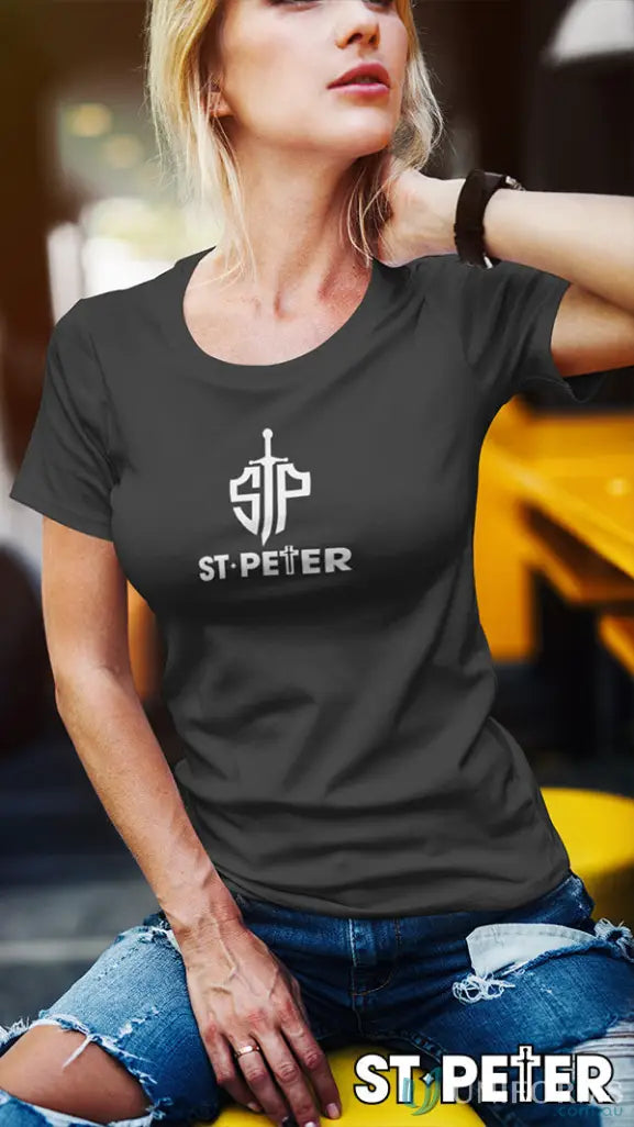 Woman’s gray ladies classic cricket tee made from comfy combed cotton