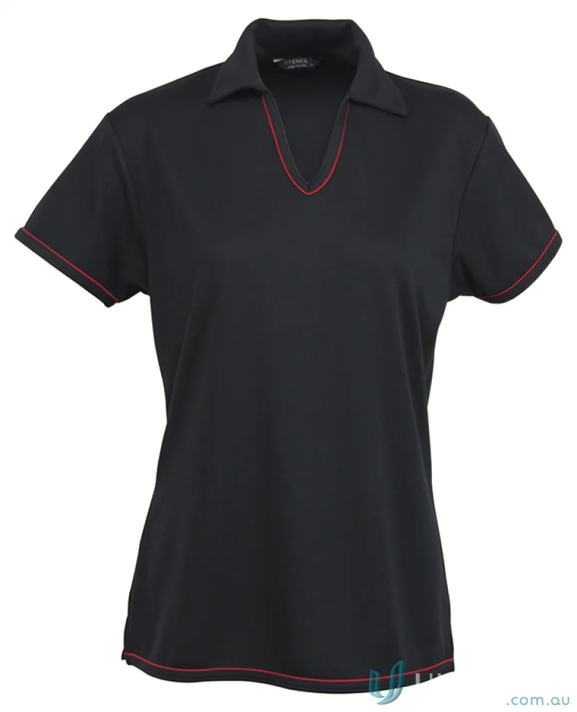 Ladies Cool Dry Polo shirt with red stitching, perfect for workwear and uniforms