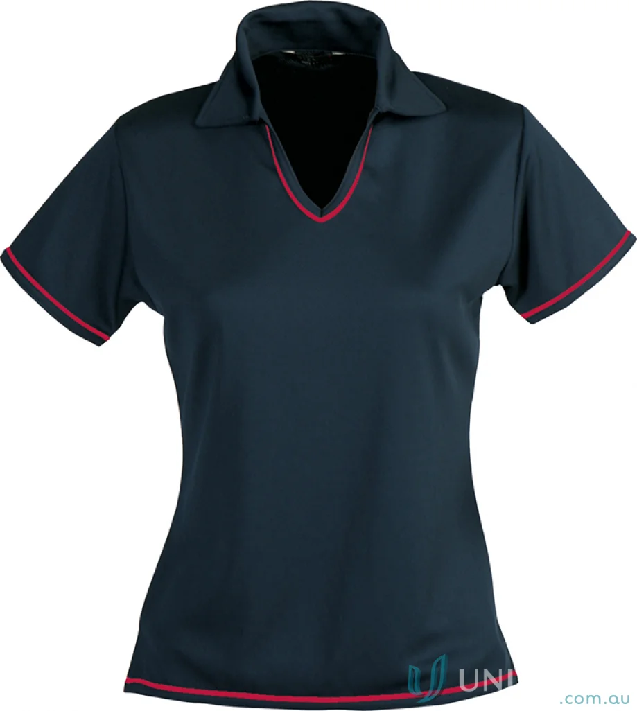 Ladies Cool Dry Polo shirt with red trim, perfect for uniforms and workwear