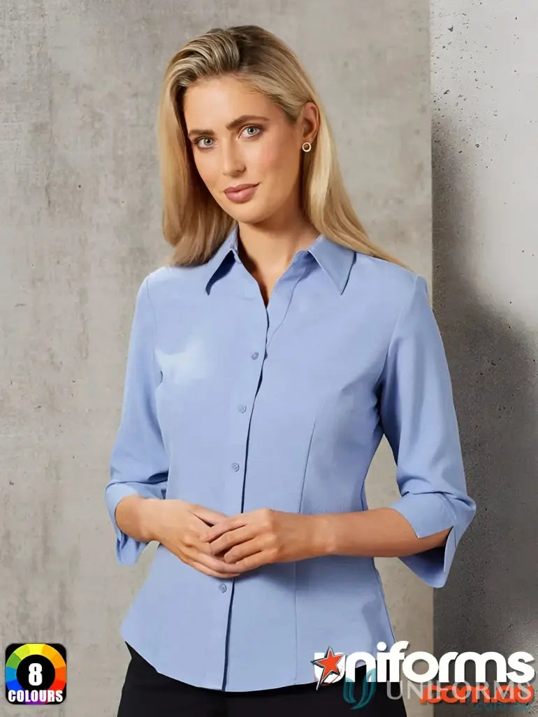 Light blue Winning Spirit Ladies CoolDry 3Qtr Shirt showcasing stylish comfort