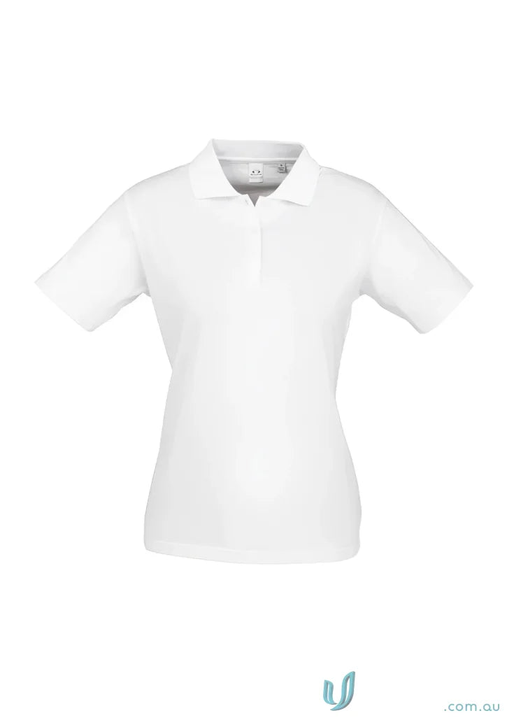 Plain white cotton ice polo shirt with short sleeves from Biz Collection Womens