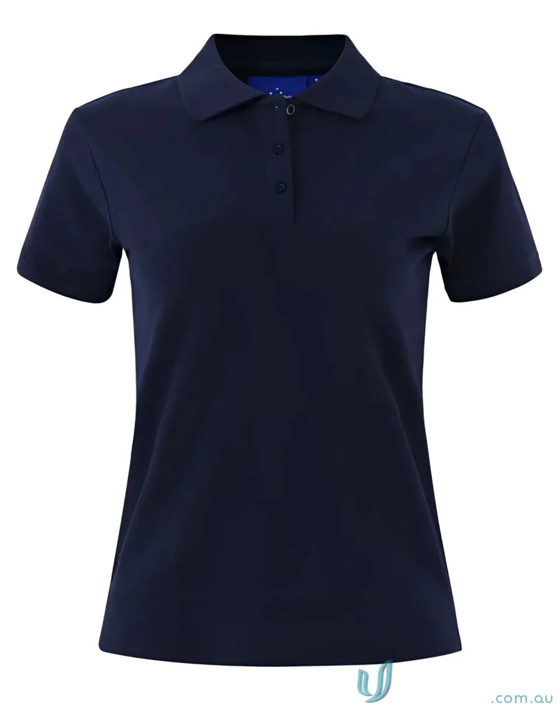 Navy blue polo shirt from Winning Spirit Ladies Cotton Stretch Pique Polo collection at PS56 Darling Harbour