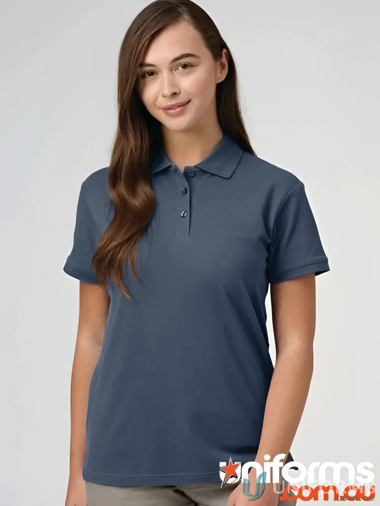 Woman’s dark blue Winning Spirit Ladies Cotton Stretch Pique Polo at PS56 Darling Harbour