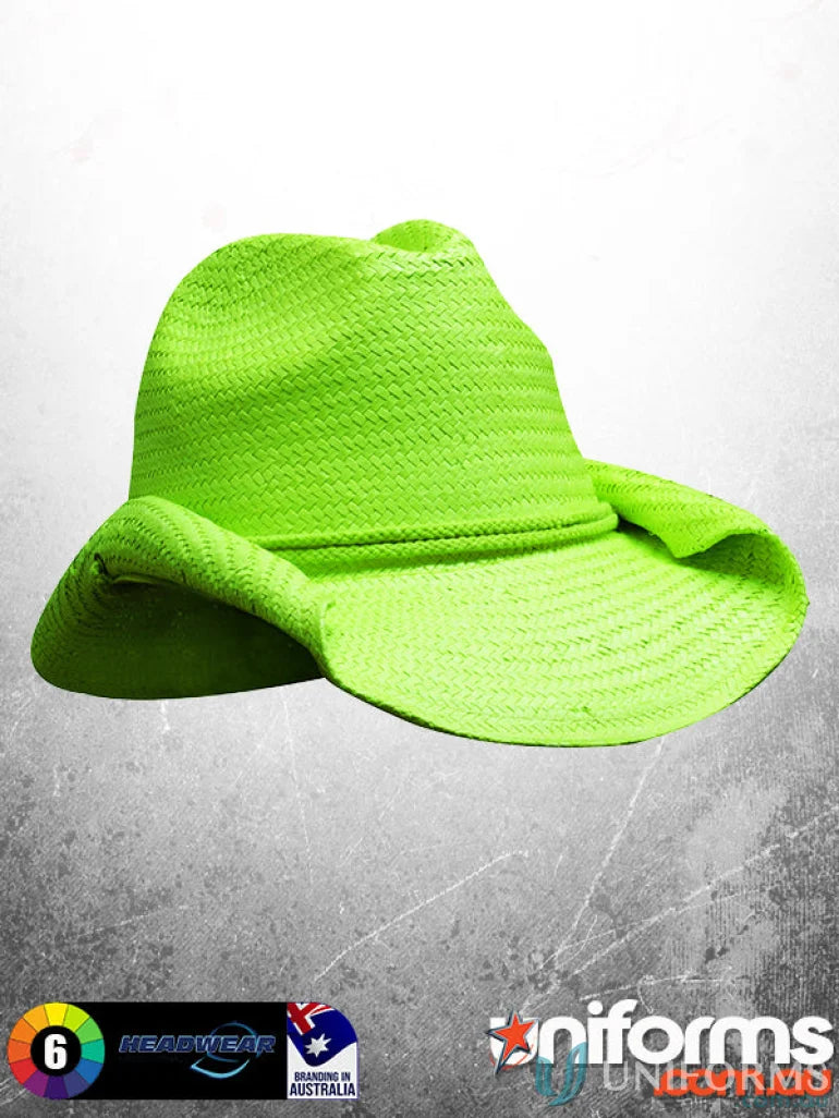 Bright green straw sun hat from Ladies Cowboy Straw with imprint, fits 58 centimeters stock