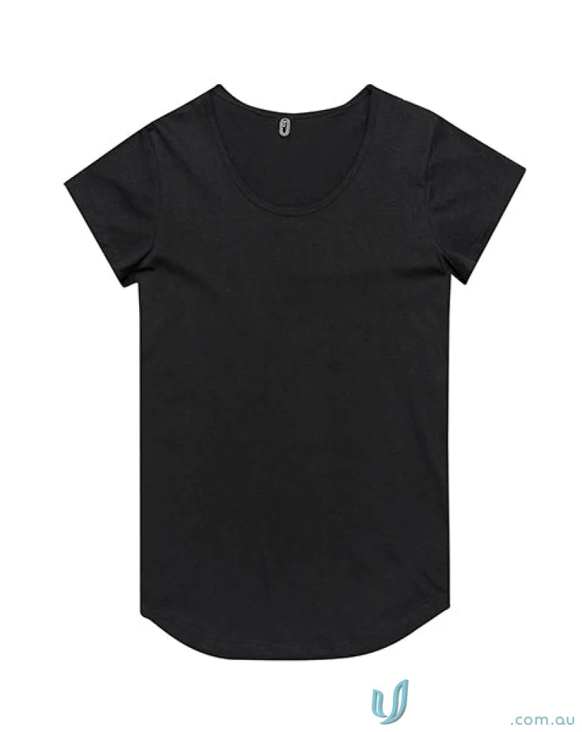 Ladies Curve Tee black scoop-neck t-shirt with short sleeves and relaxed length