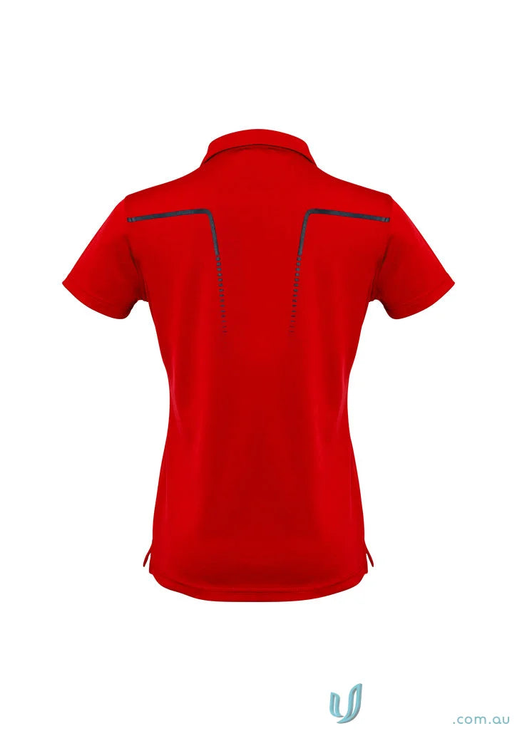 Lady Cyber Polo in red with dark accents, antibacterial treatment helps, Biz Collection Ladies style