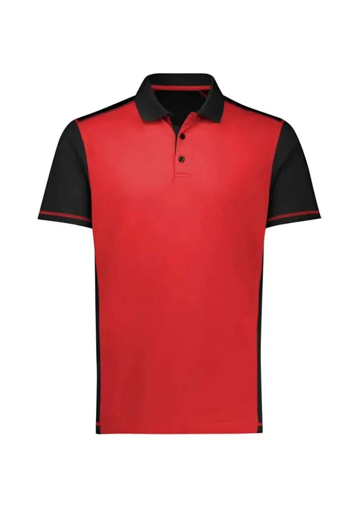 Ladies Dart Polo in honeycomb knit fabric with red and black design from Biz Collection Ladies