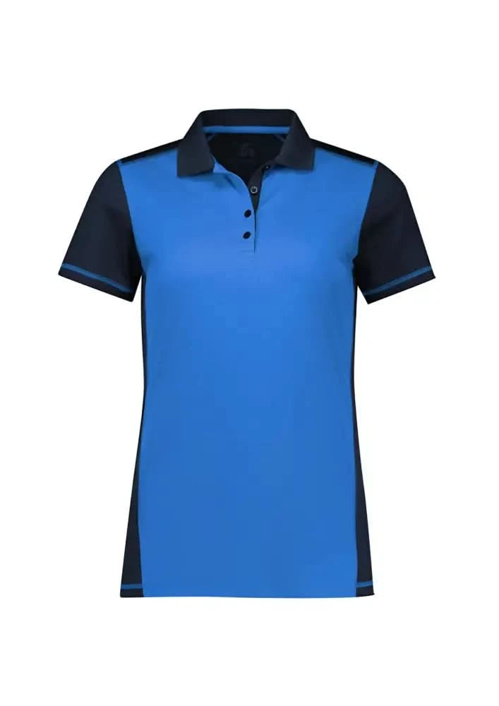 Ladies Dart Polo in blue and navy with honeycomb knit fabric from Biz Collection Ladies