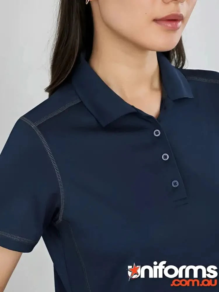 Ladies Dart Polo in navy blue made from comfy honeycomb knit fabric from Biz Collection Ladies