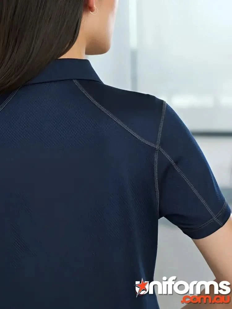 Ladies Dart Polo in navy blue made from honeycomb knit fabric, part of Biz Collection Ladies