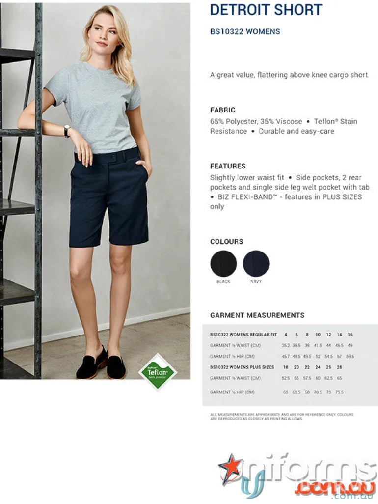 Women’s navy Ladies Detroit Shorts from Biz Collection Women’s lineup perfect for summer