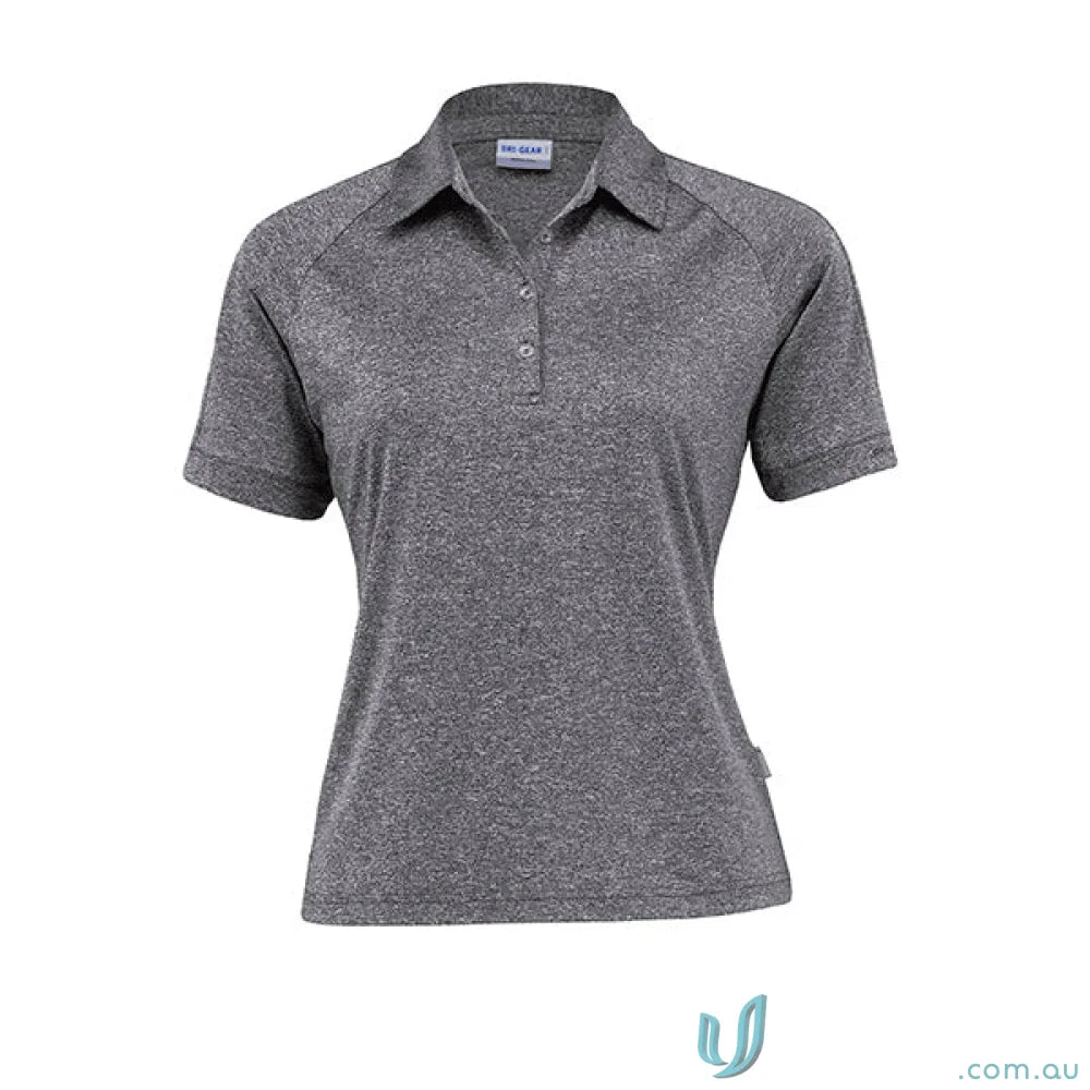 Gray short-sleeved polo shirt from Ladies Dri Gear Melange Polo collection