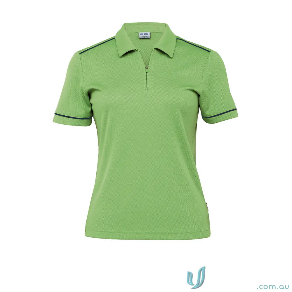 Light green Ladies DriGear Matrix Polo shirt with zipper and dark trim for uniforms and workwear