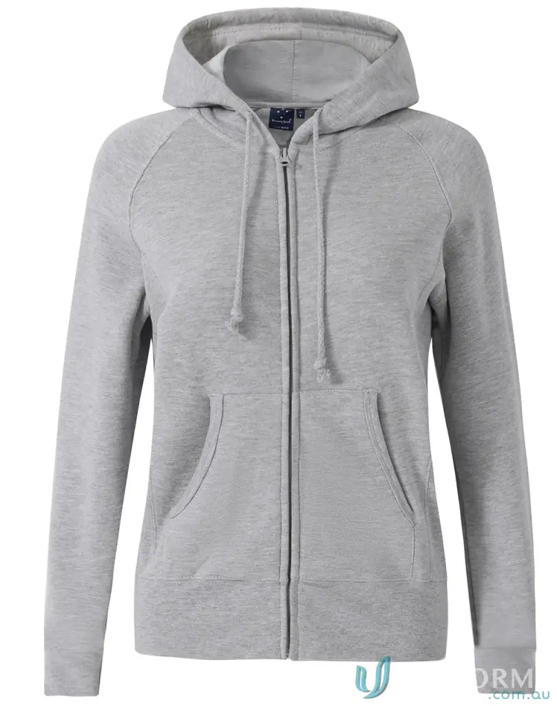 Gray zip-up hoodie from Ladies Double Bay Zip Hoodie collection, style fl04 double bay