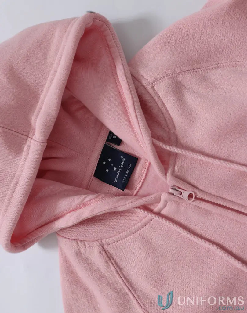 Pink hooded zip-up sweatshirt from Ladies Double Bay Flip Hoodie collection, style FL04 Double Bay