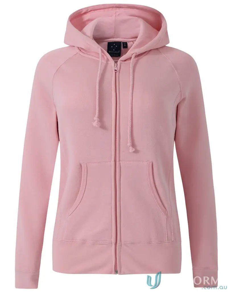 Pink zip-up hoodie from Ladies Double Bay Zip Hoodie collection, perfect for cozy days