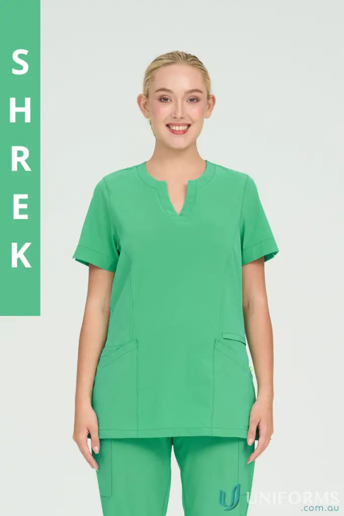 Green Ladies Ellen scrub top perfect for hospital nurses and aged care staff