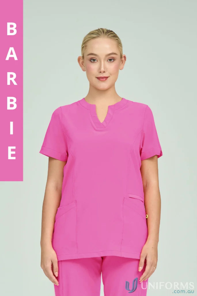 Pink scrub top from Ladies Ellen City Collection Nurses with stylish princess seams