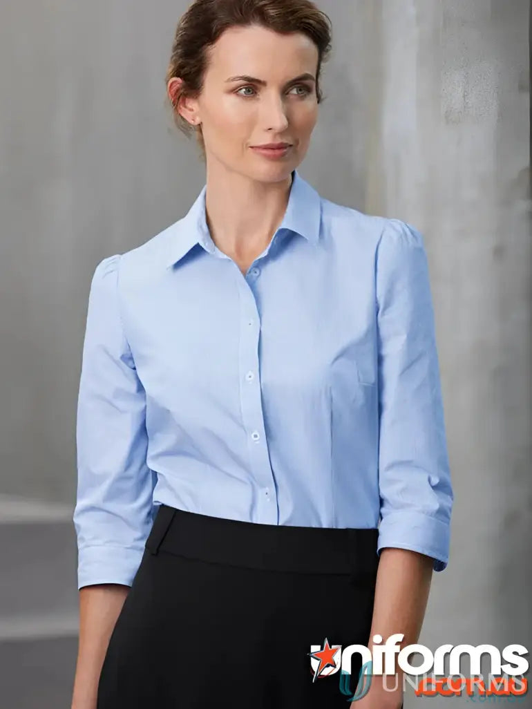 Ladies Euro 3Q Shirt from Biz Collection Ladies in light blue, perfect for casual or office wear