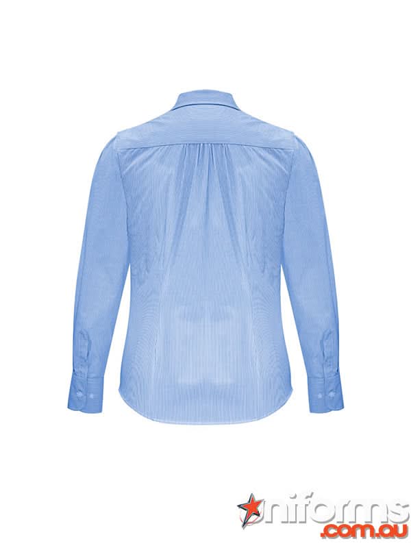 Ladies Euro LS shirt in light blue pinstripe, s812ll Biz Collection