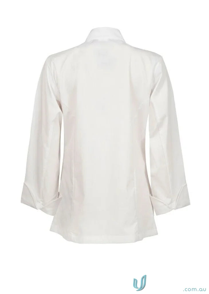 White long-sleeved executive LS chef shirt with sleeve pen pocket for Workcraft Ladies Executive