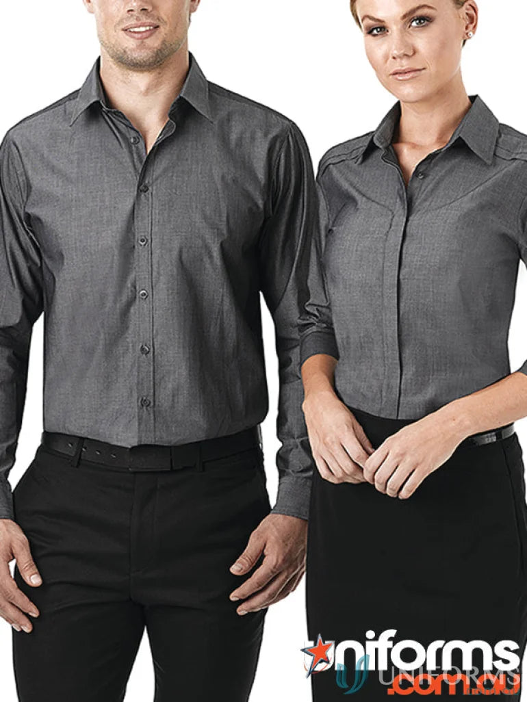 Ladies Felix long-sleeve shirt paired with black bottoms, perfect for uniforms
