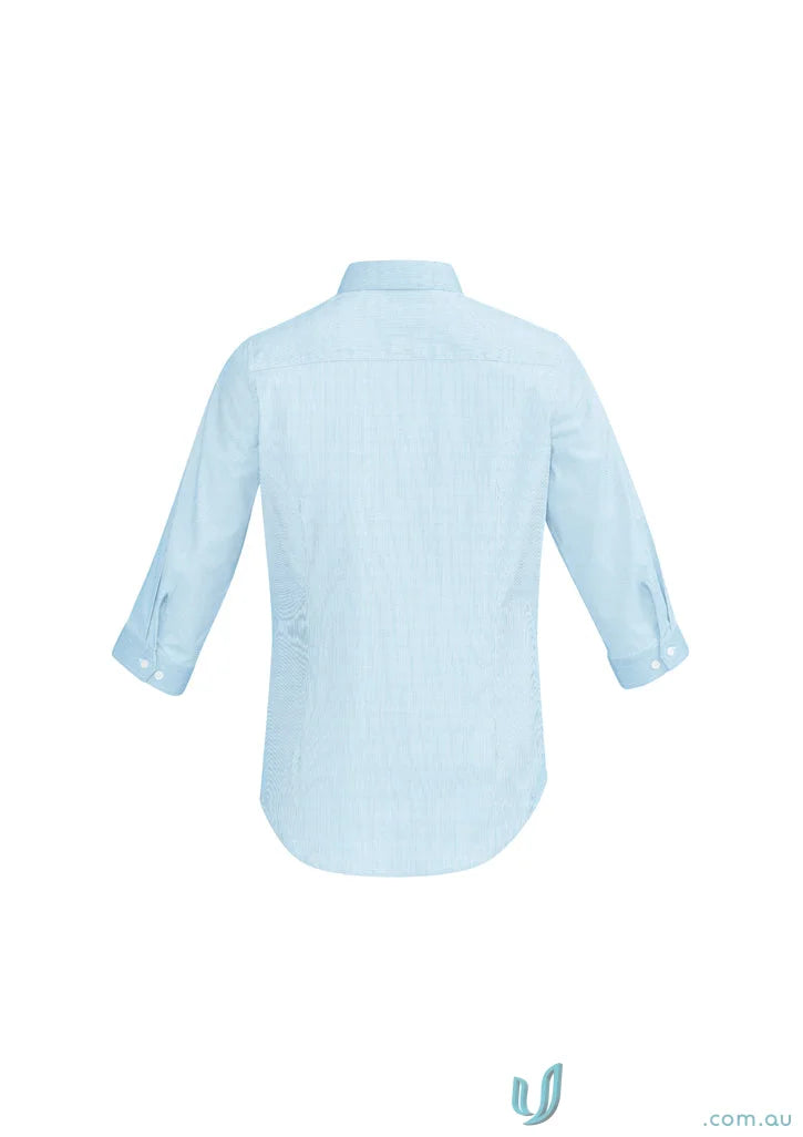 Light blue Ladies Fifth Avenue 3Qtr Shirt inside stylish workwear uniforms on clearance