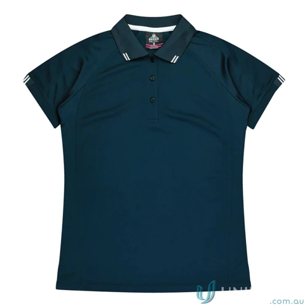 Dark blue Ladies Flinders Polo shirt perfect for work uniforms or casual uniforms