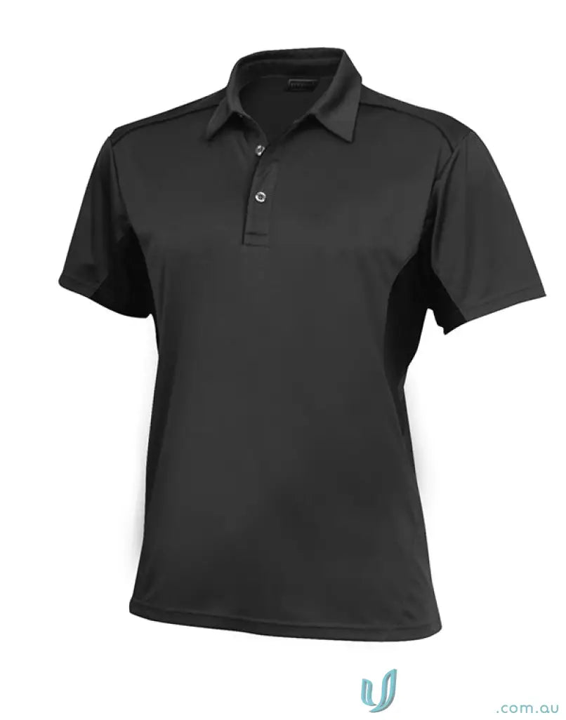 Black short-sleeved polo shirt from Ladies Freshen Polo with unmatched comfort for workwear