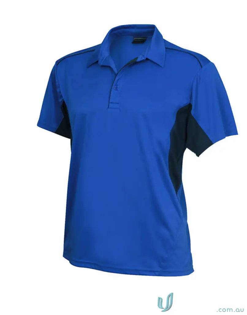Ladies Freshen Polo in blue and black offering unmatched comfort for uniforms and workwear