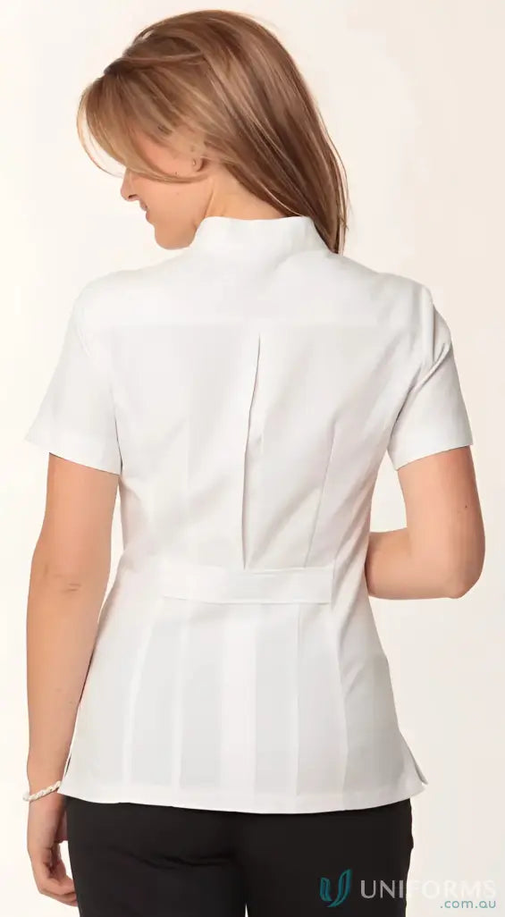 White medical tunic in m8636s women’s mechanical stretch fabric for winning spirit ladies