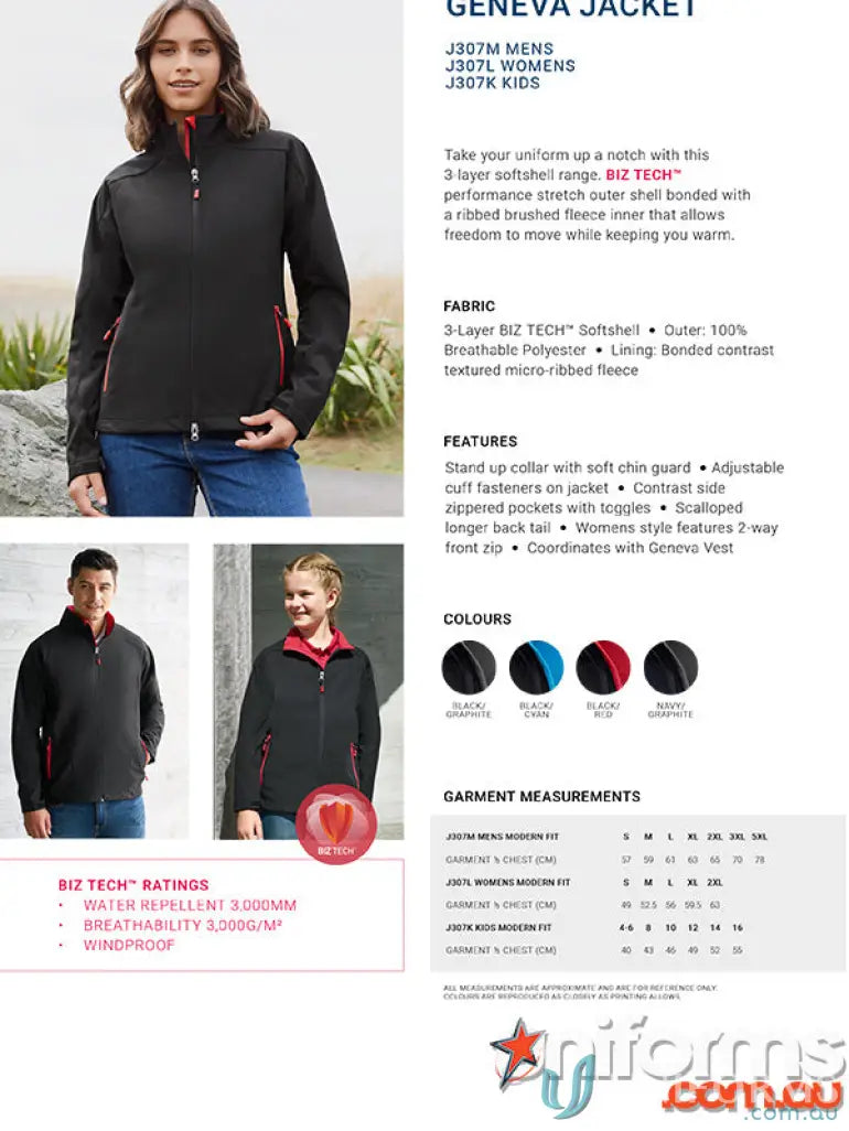 Ladies Geneva softshell jacket from Women’s Biz Collection product info image
