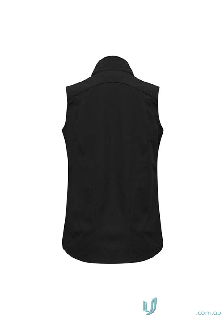 Black sleeveless vest from Ladies Geneva Softshell Vest collection women’s geneva vest vest j404l