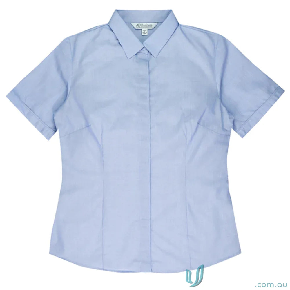 Light blue short-sleeved shirt from Ladies Grange S/S Shirt perfect for workwear or uniforms