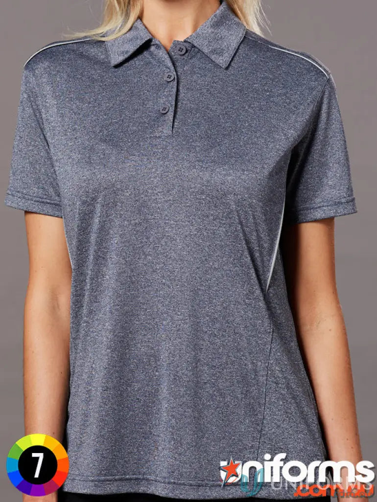 Ladies Harland polo shirt in rapid cool cationic gray with reflective piping