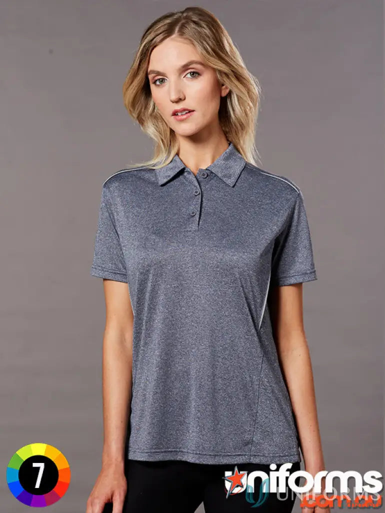 Ladies Harland polo shirt with rapid cool cationic fabric and reflective piping design