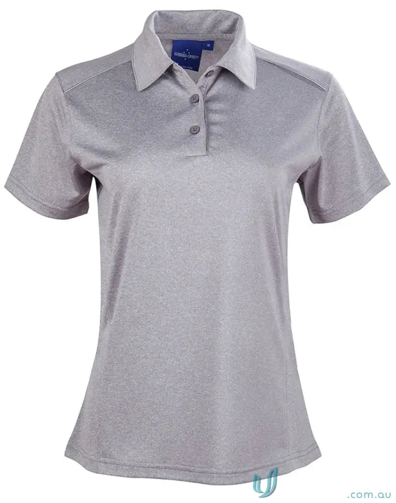 Ladies Harland Gray Short-Sleeved Polo shirt with Rapid Cool Cationic fabric and reflective piping