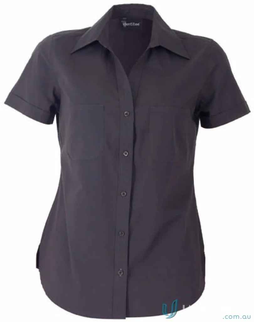 Ladies Harley short sleeve shirt in dark gray, perfect for uniforms and casual wear