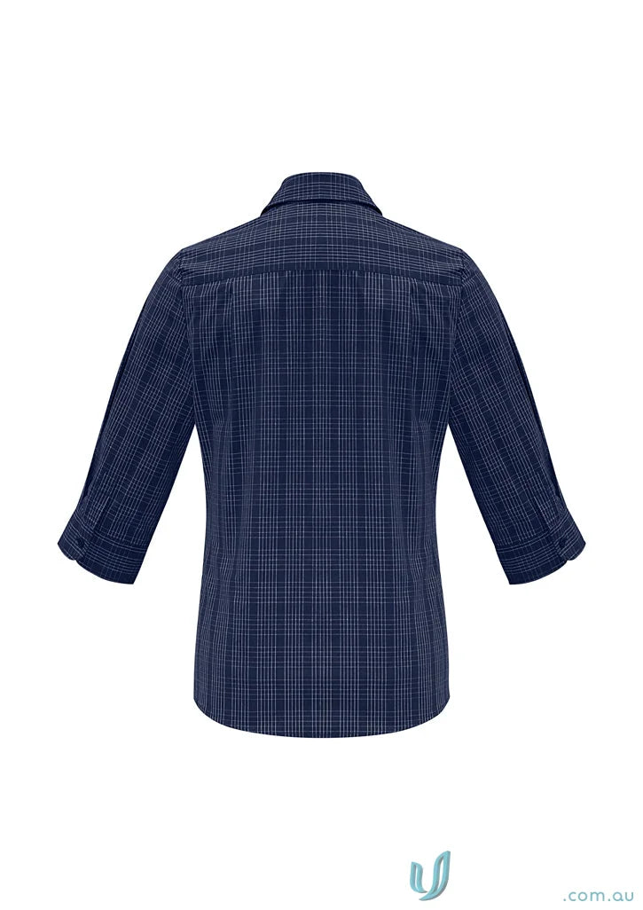 Blue plaid Lady Harper Long Sleeve shirt from Biz Collection Ladies S820LT for a casual look