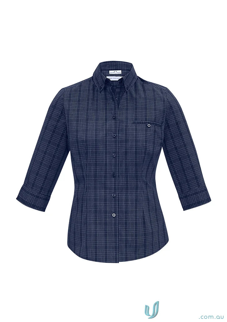 Lady Harper long sleeve navy plaid shirt from Biz Collection Ladies s820lt perfect for everyday style