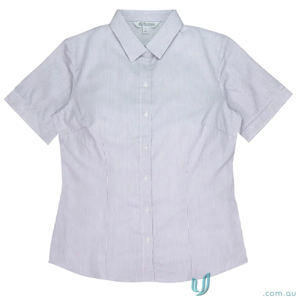Ladies Henely S/S Shirt with cuff stripes and stylish waist darts