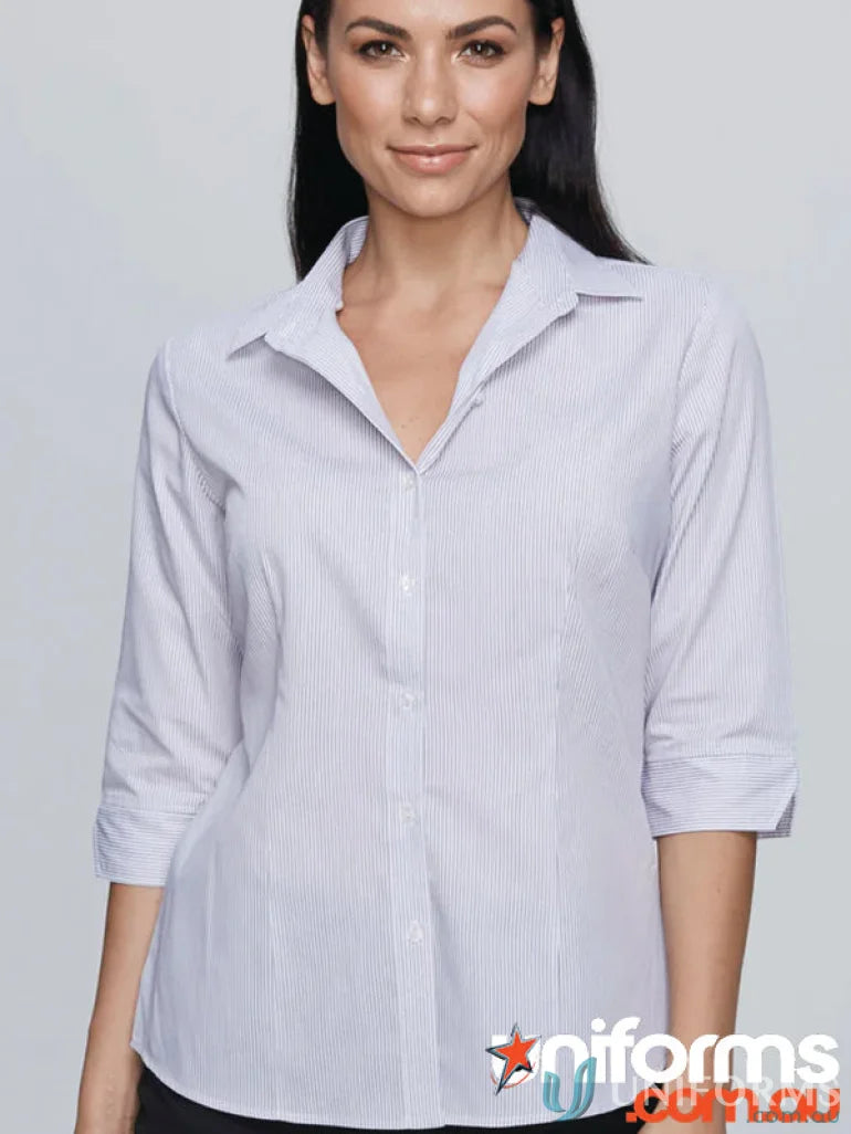 Women’s striped Henley 3qtr shirt, ladies henley 3qtr style, comfy and casual