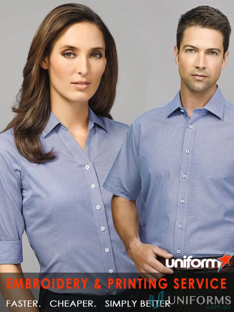 Matching blue ladies hudson Cotton 3Qtr shirts perfect for real estate pros
