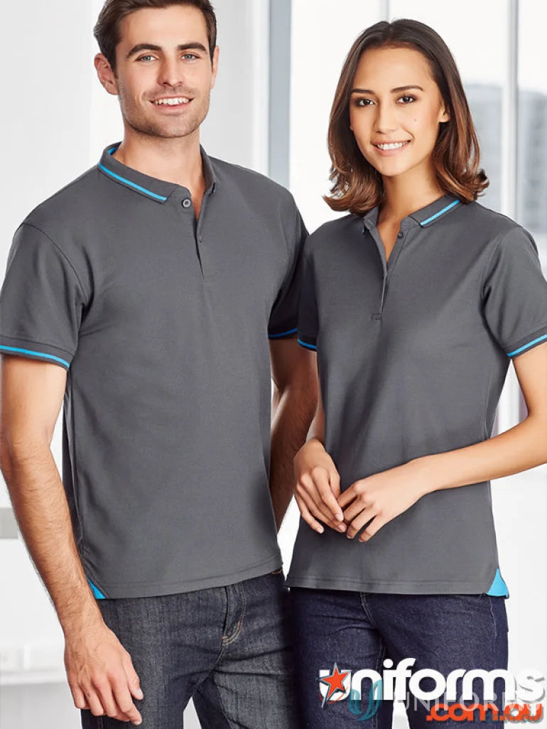 Ladies Jet Collection P226LS short sleeve polo shirts with gray and blue trim