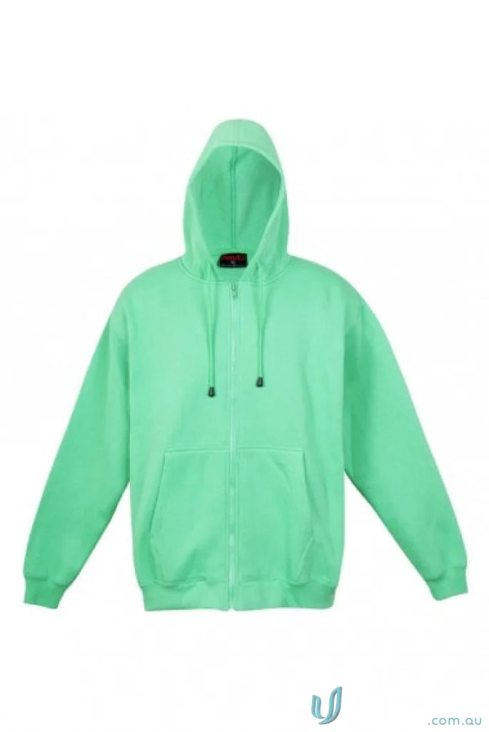 Mint green zip-up hoodie perfect for work uniforms or casual wear in Ladies Juniors