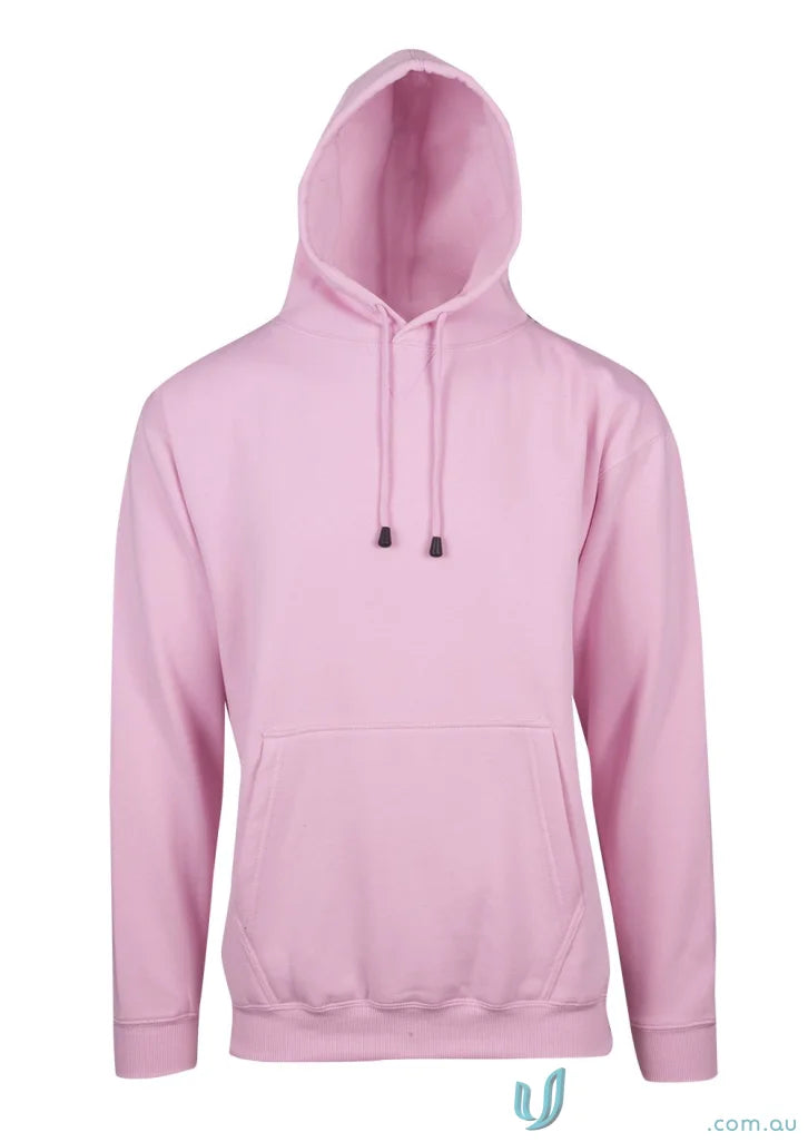 Light pink Ladies Kangaroo Pocket Hoodies with front pouch pocket and drawstrings