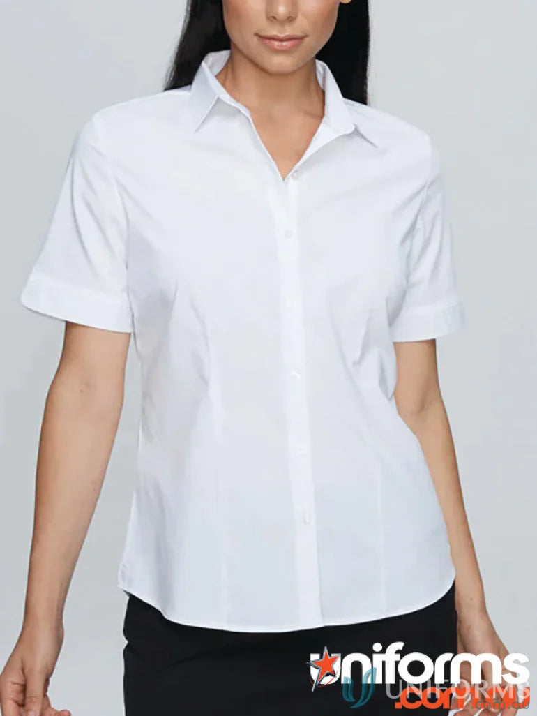 White short-sleeved button-down shirt ideal for Ladies Kingswood SS Shirt work uniforms