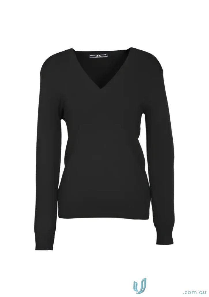 Black V-neck knit pullover for ladies, stylish ladies knit pullover for everyday wear