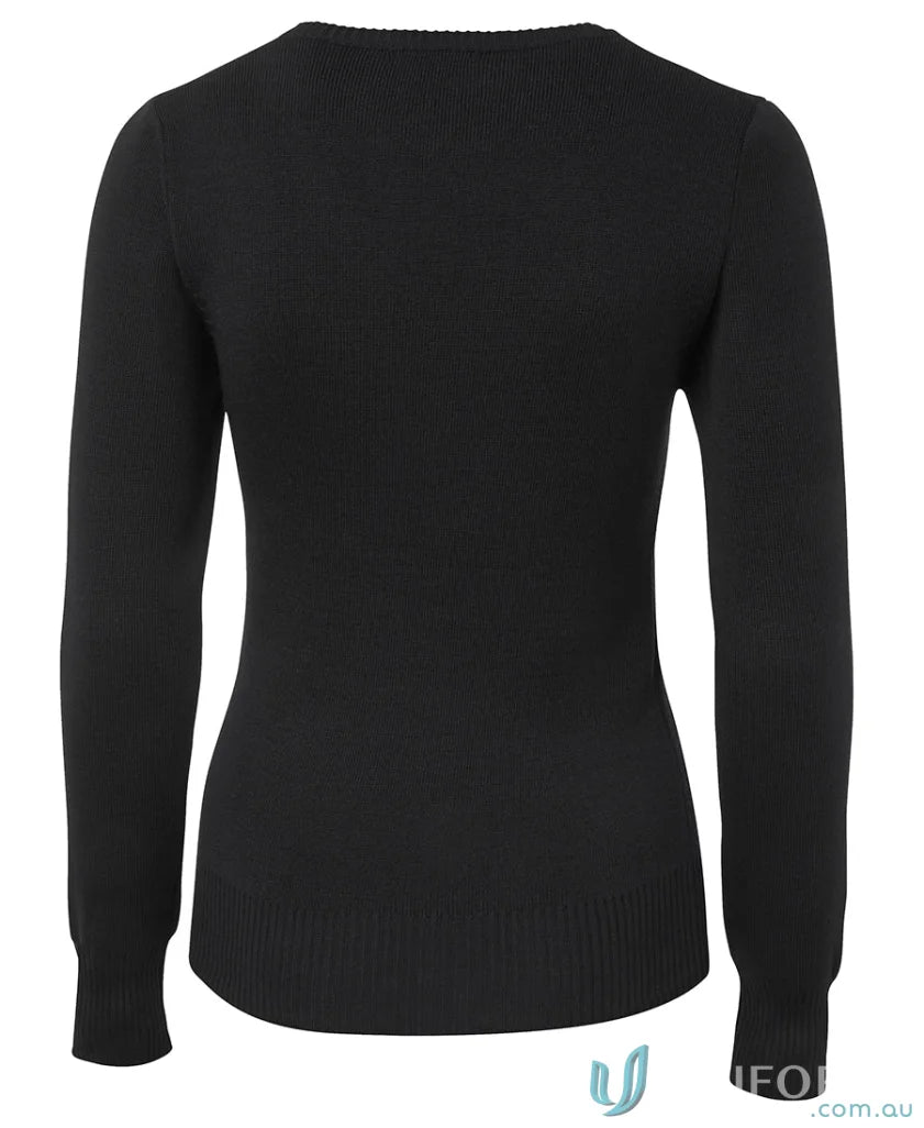 Black long-sleeved ladies knitted jumper in urban fit made with needle 12-gauge knit