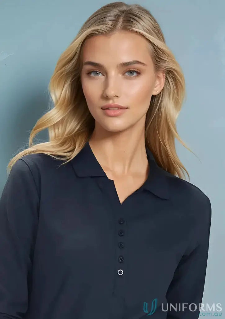 Ladies Krue LS Polo navy long sleeve polo from Biz Collection Ladies p400ll